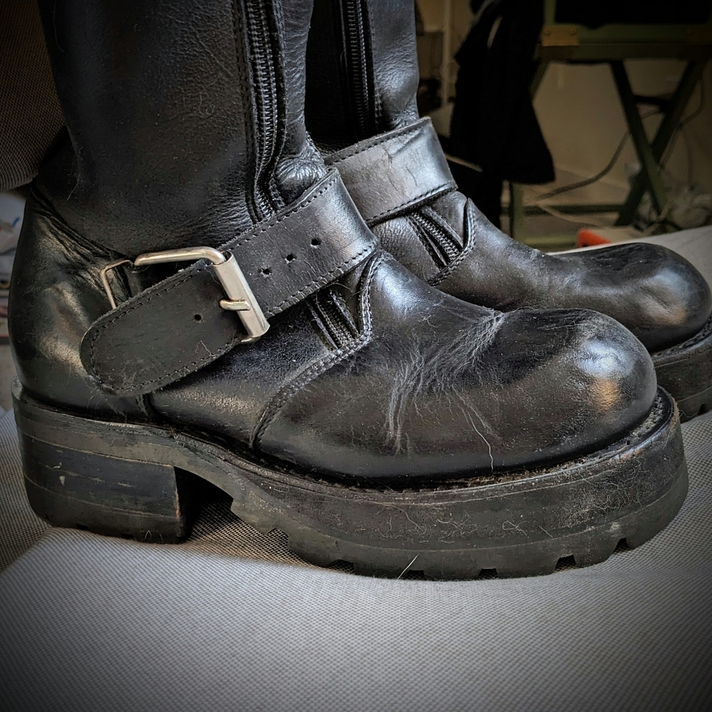 Tall Space Time Platform Boots, size 7